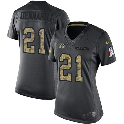 Women's Limited Darqueze Dennard Nike Jersey Black - #21 2016 Salute to Service NFL Cincinnati Bengals